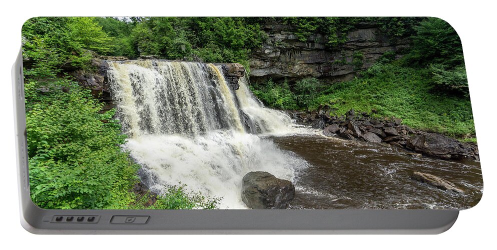 Blackwater Falls Portable Battery Charger featuring the photograph The main waterfall at Blackwater Falls State Park near Davis, We #2 by William Kuta