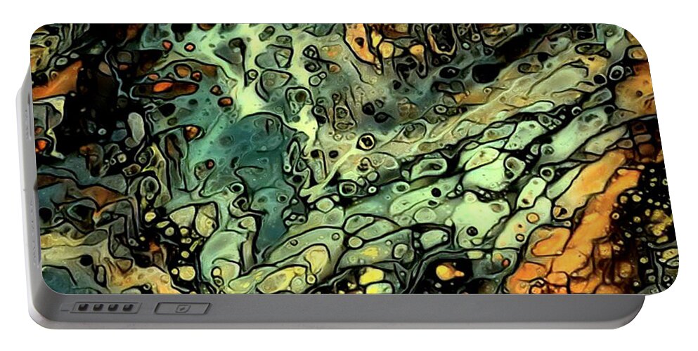 Art Portable Battery Charger featuring the digital art 2020 Acrylic Pour Digital Alteration 1 by Artful Oasis
