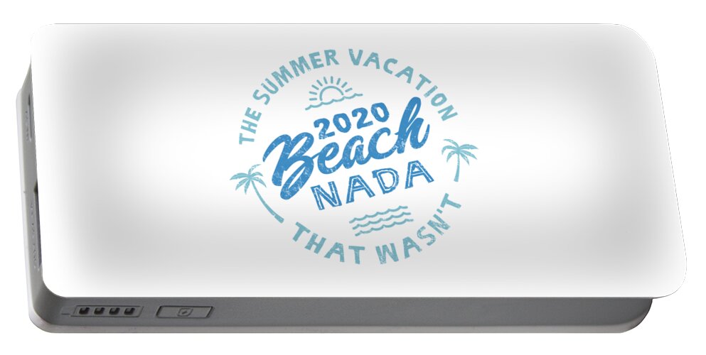 Beach Nada Portable Battery Charger featuring the digital art 2020 Beach Nada - Blue by Laura Ostrowski