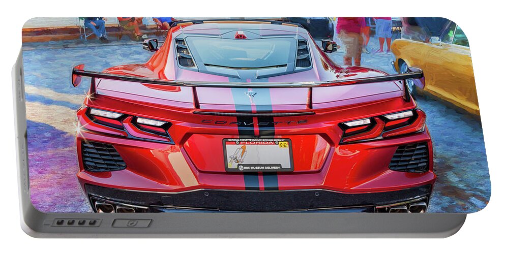 2021 Red Laguna Metallic Chevrolet Corvette C8 Portable Battery Charger featuring the photograph 2021 Red Chevrolet Corvette C8 X158 #2021 by Rich Franco