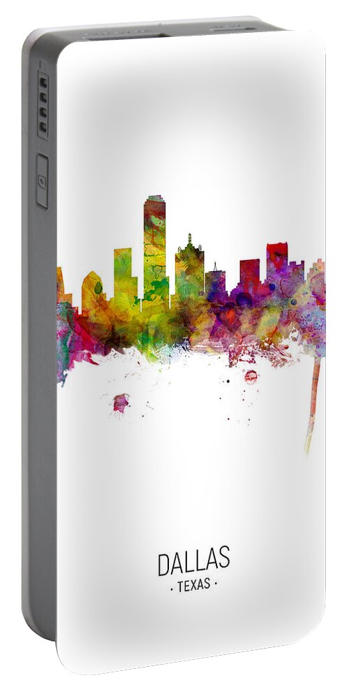 Dallas Portable Battery Charger featuring the photograph Dallas Texas Skyline by Michael Tompsett