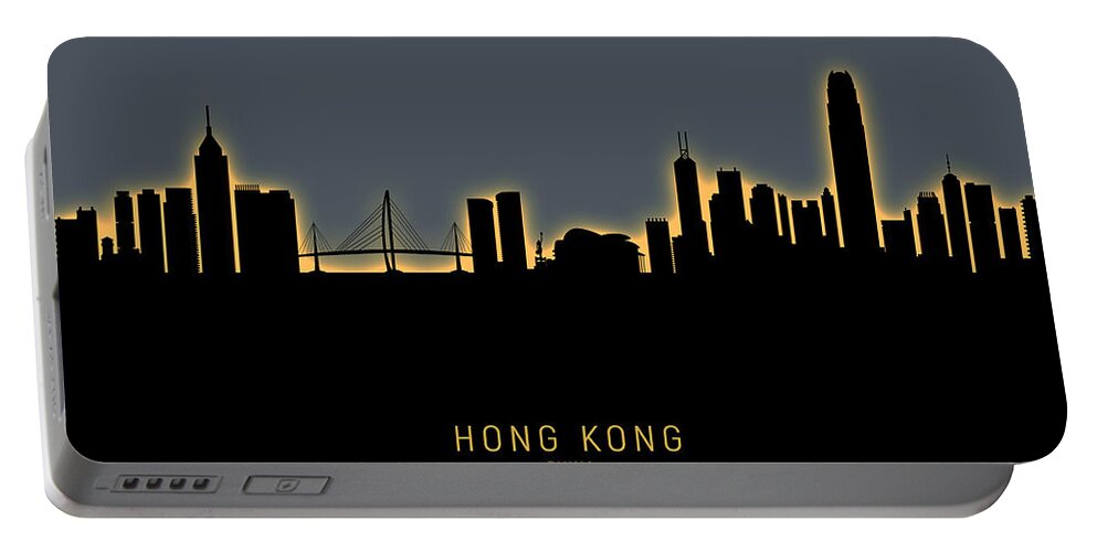 Hong Kong Portable Battery Charger featuring the digital art Hong Kong Skyline #22 by Michael Tompsett