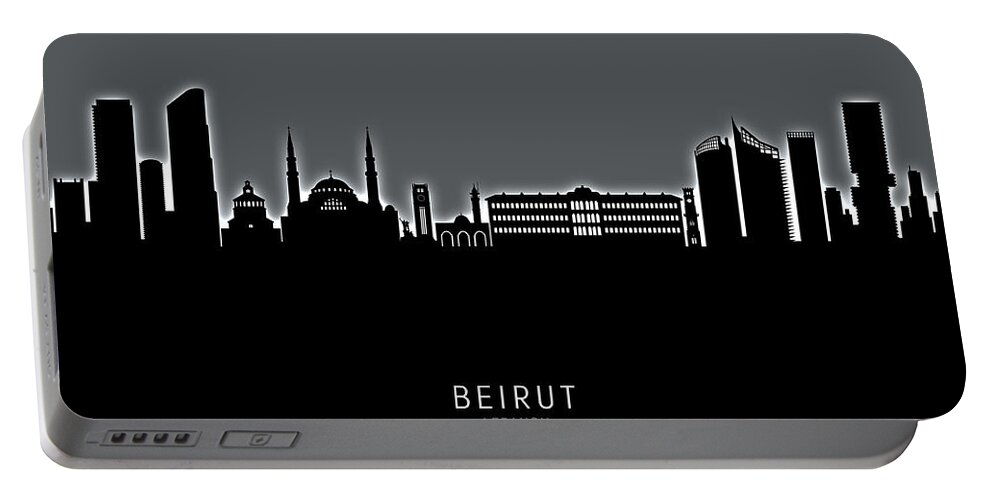 Beirut Portable Battery Charger featuring the digital art Beirut Lebanon Skyline by Michael Tompsett
