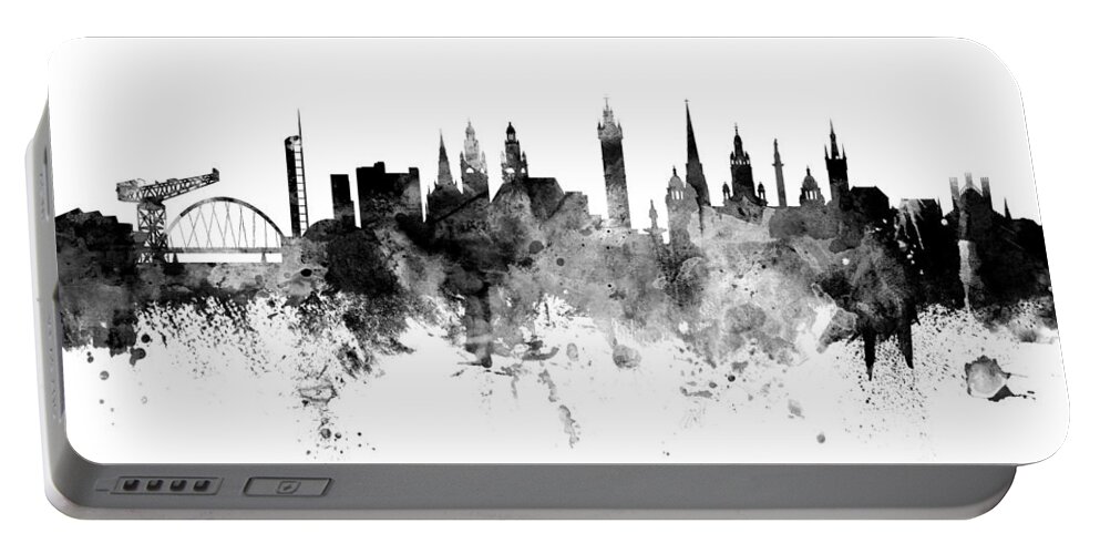 Glasgow Portable Battery Charger featuring the digital art Glasgow Scotland Skyline by Michael Tompsett