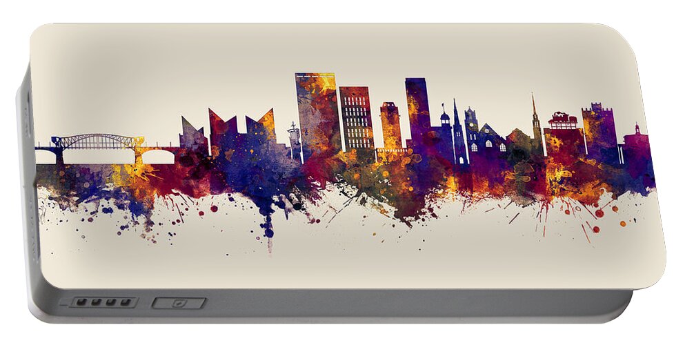 Chattanooga Portable Battery Charger featuring the digital art Chattanooga Tennessee Skyline by Michael Tompsett