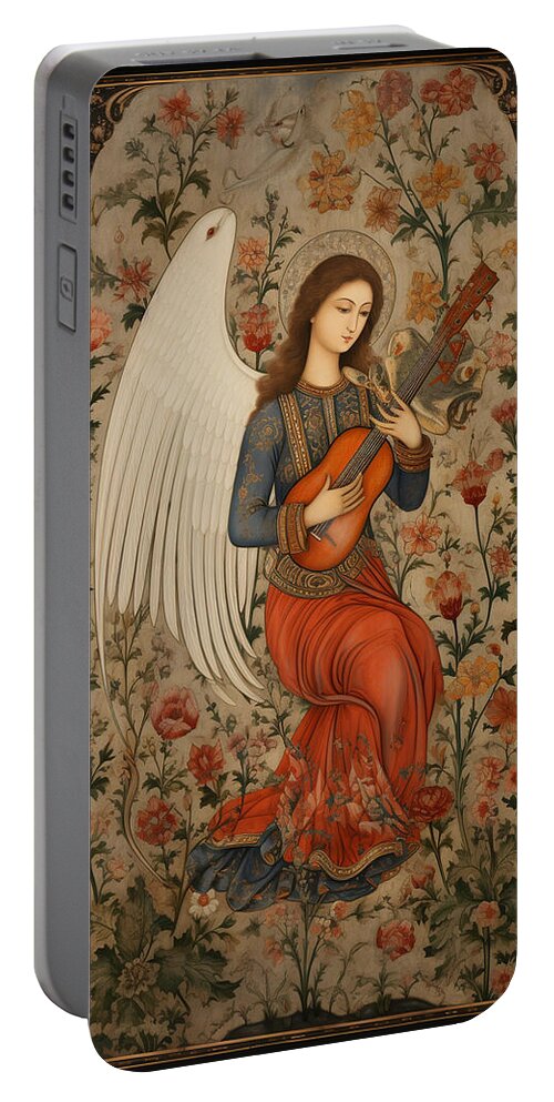 Angel Portable Battery Charger featuring the painting A medieval islamic illuminated manuscript featu by Asar Studios #25 by Asar Studios
