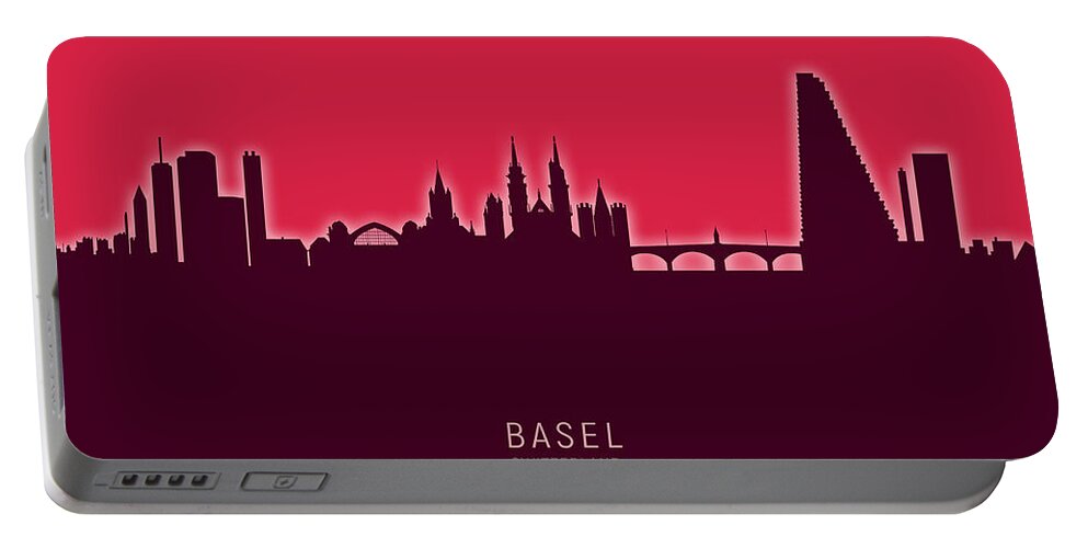 Basel Portable Battery Charger featuring the digital art Basel Switzerland Skyline by Michael Tompsett