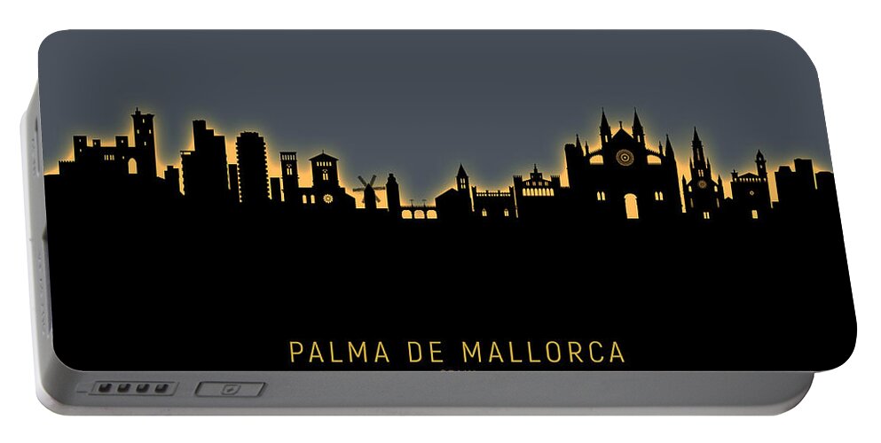 Palma De Mallorca Portable Battery Charger featuring the digital art Palma de Mallorca Spain Skyline #27 by Michael Tompsett