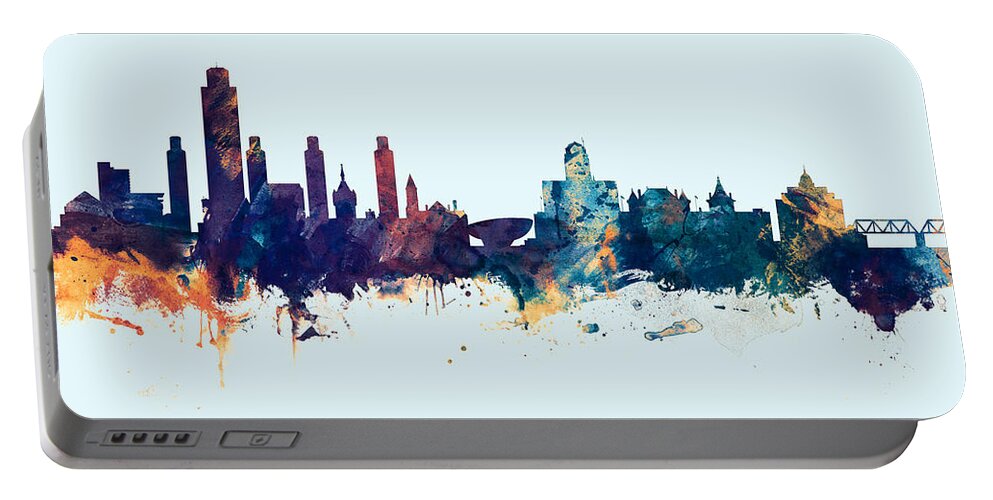 Albany Portable Battery Charger featuring the digital art Albany New York Skyline #28 by Michael Tompsett
