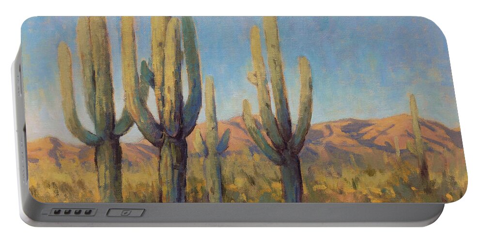 Southwest Portable Battery Charger featuring the painting The Guardians by Konnie Kim