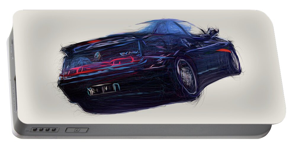 Alfa Portable Battery Charger featuring the digital art Alfa Romeo GTV Car Drawing #3 by CarsToon Concept