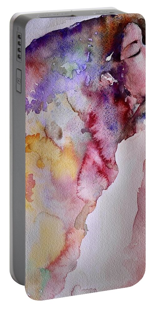 Dreaming Portable Battery Charger featuring the painting Dreaming #3 by Mikyong Rodgers