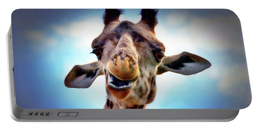 Giraffe Portable Battery Charger featuring the digital art Giraffe #3 by Savannah Gibbs
