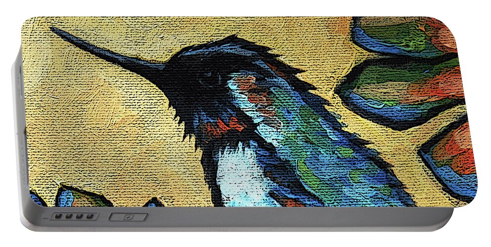 Bird Portable Battery Charger featuring the painting 3 Hummer by Victoria Page
