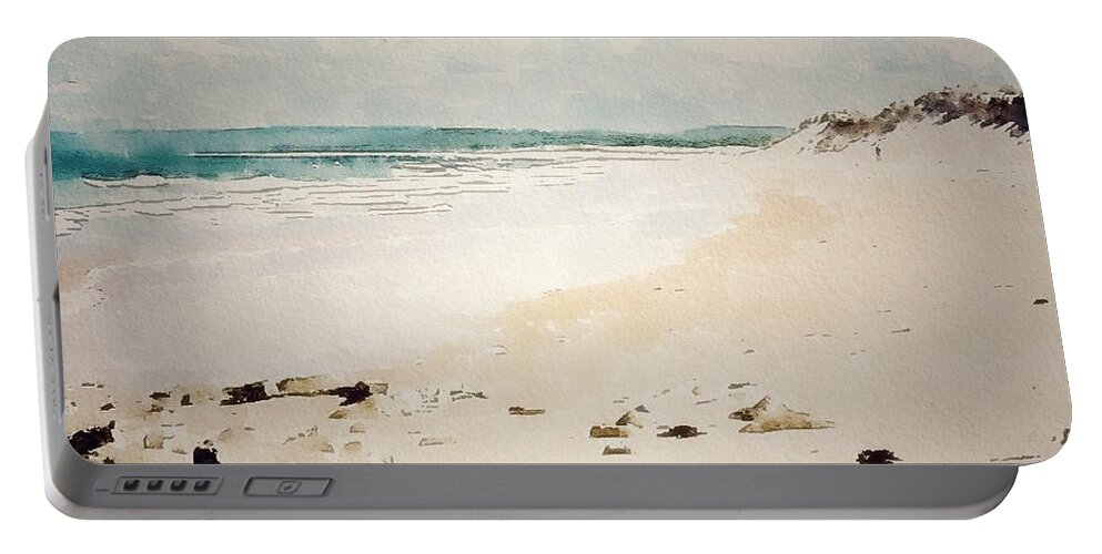 East Beach Portable Battery Charger featuring the digital art Lossiemouth East Beach #1 by John Mckenzie