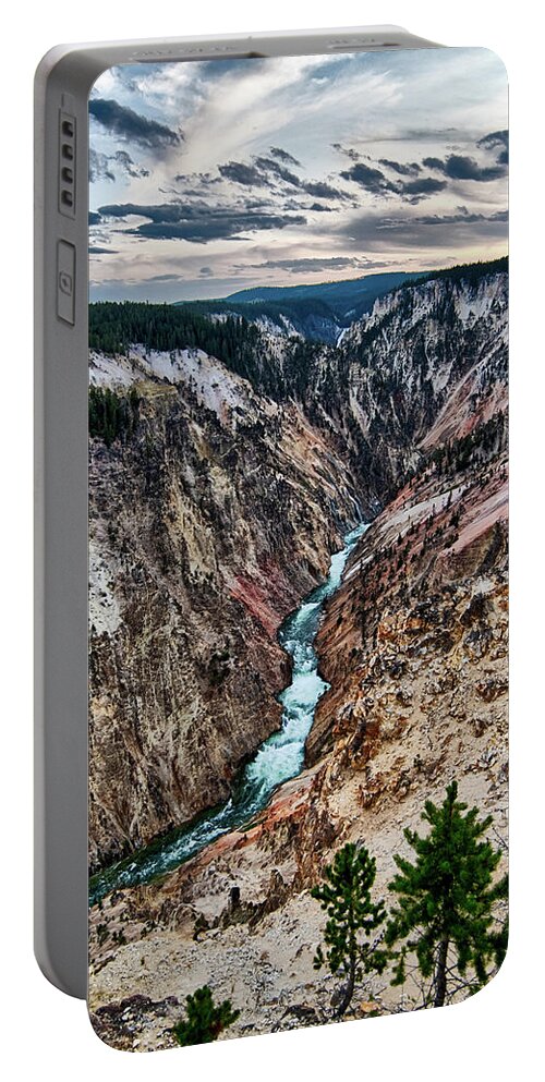 Nature Portable Battery Charger featuring the photograph Lower falls of the yellowstone national park from artist point a #3 by Alex Grichenko