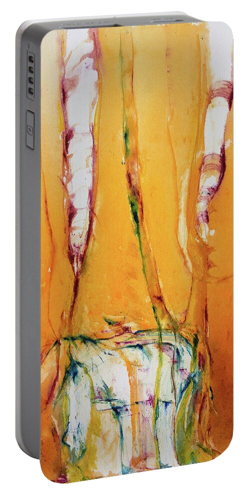  Portable Battery Charger featuring the painting 'Holding Down' by Petra Rau
