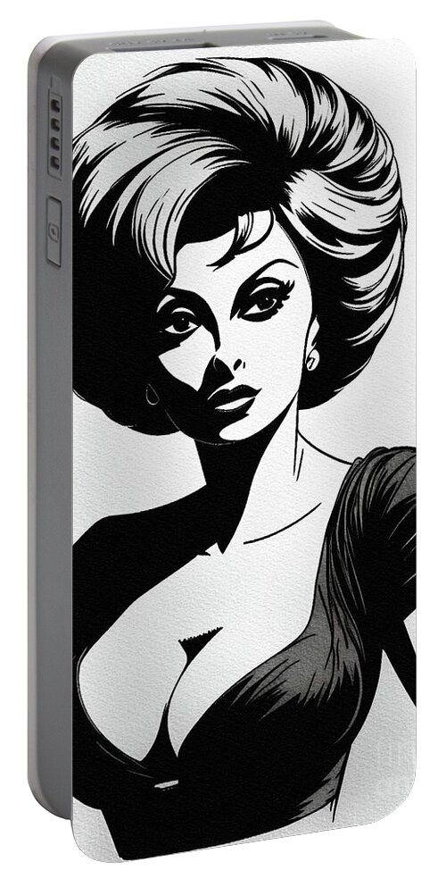 Sophia Portable Battery Charger featuring the painting Sophia Loren, Movie Legend #3 by Esoterica Art Agency
