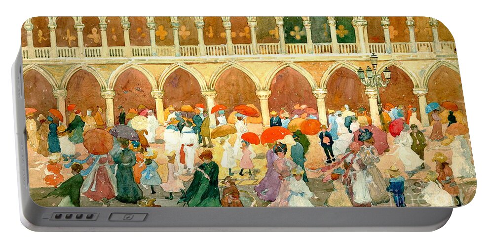 Maurice Prendergast Portable Battery Charger featuring the painting Sunlight on the Piazzetta #3 by Maurice Prendergast