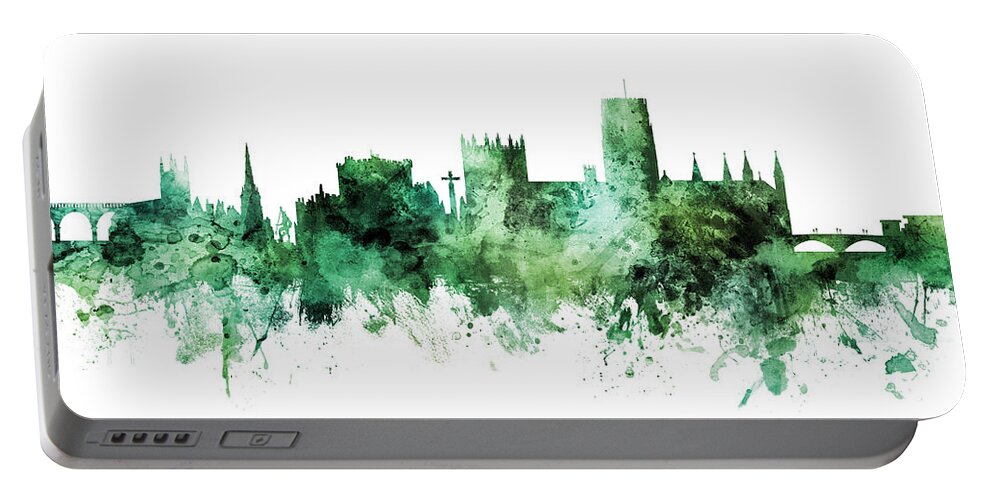 Durham Portable Battery Charger featuring the digital art Durham England Skyline Cityscape #31 by Michael Tompsett