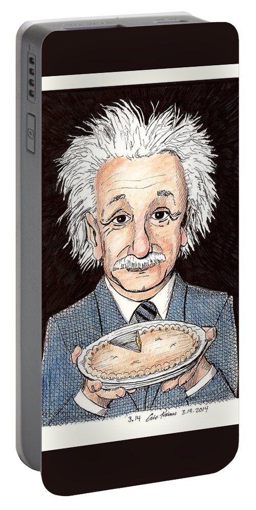 Albert Einstein Portable Battery Charger featuring the drawing 3.14 #314 by Eric Haines