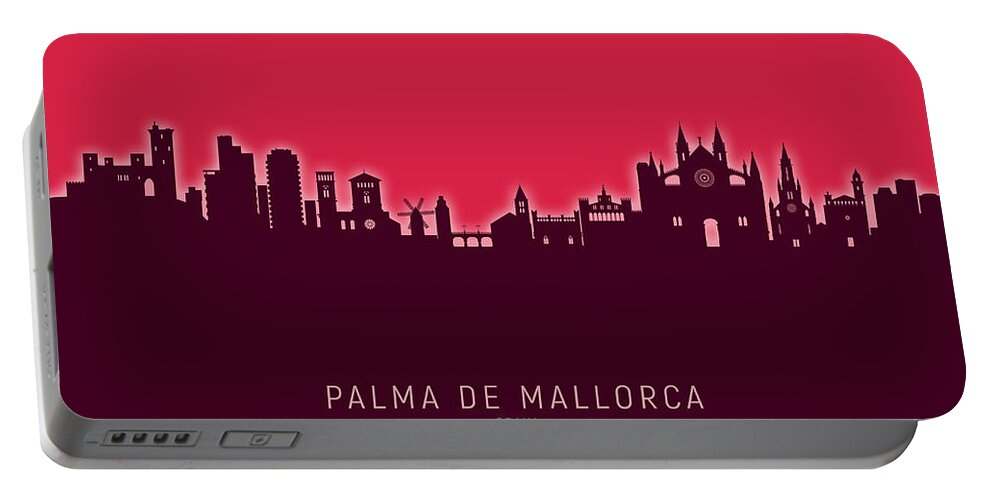 Palma De Mallorca Portable Battery Charger featuring the digital art Palma de Mallorca Spain Skyline #33 by Michael Tompsett