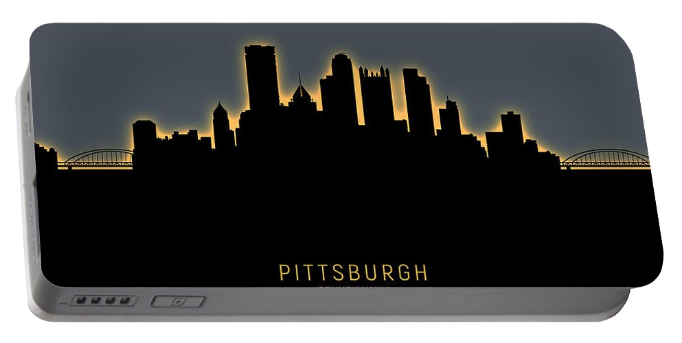 Pittsburgh Portable Battery Charger featuring the digital art Pittsburgh Pennsylvania Skyline by Michael Tompsett