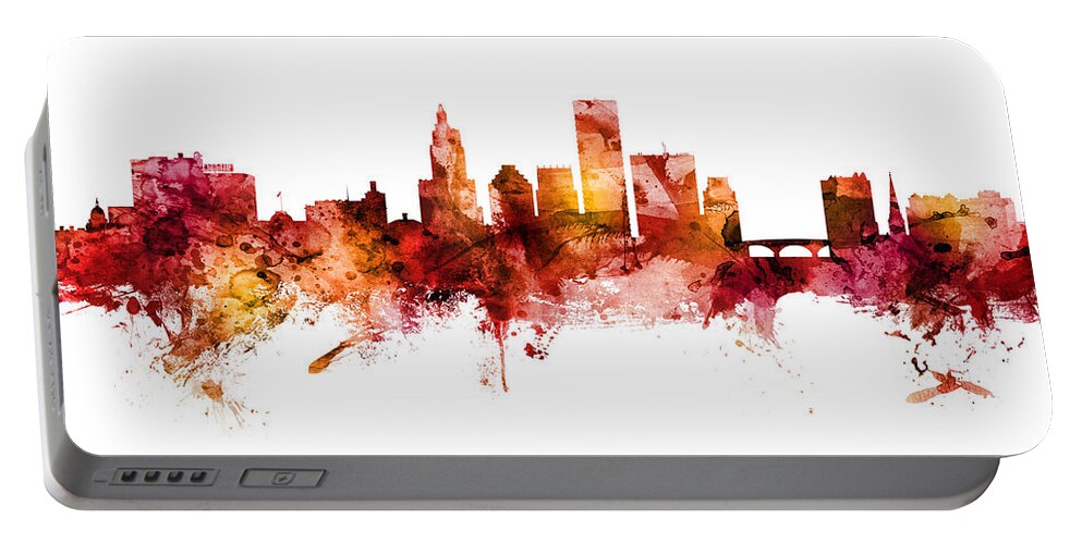 Providence Portable Battery Charger featuring the digital art Providence Rhode Island Skyline by Michael Tompsett