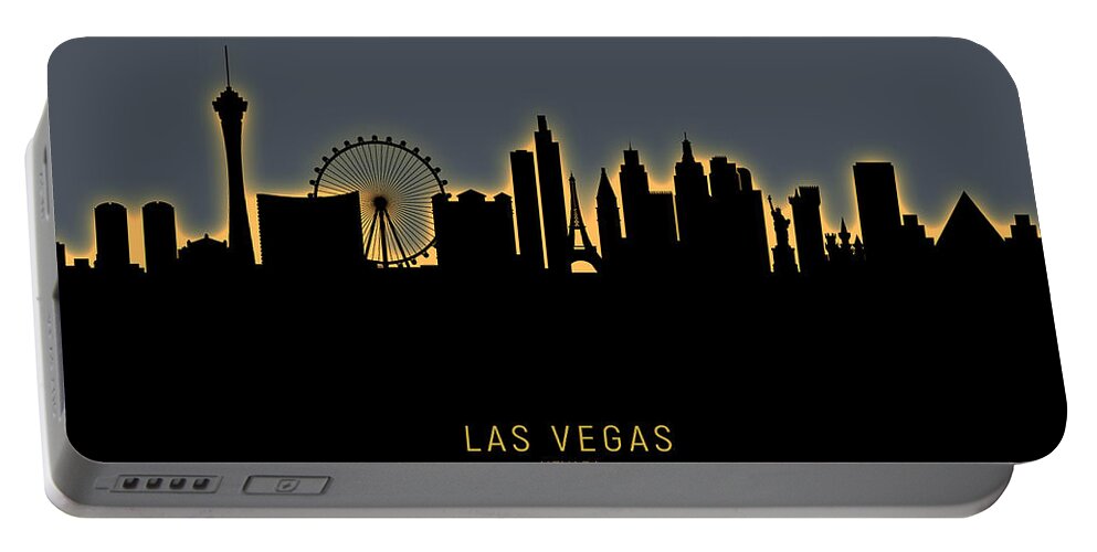 Las Vegas Portable Battery Charger featuring the digital art Las Vegas Nevada Skyline #36 by Michael Tompsett