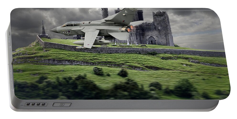 Panavia Portable Battery Charger featuring the digital art Tornado Over The Farm by Custom Aviation Art