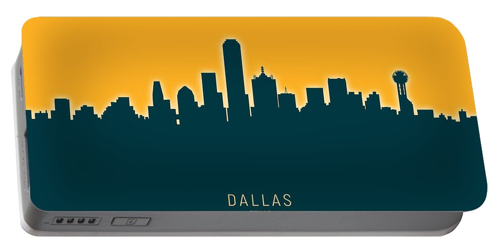 Dallas Portable Battery Charger featuring the digital art Dallas Texas Skyline by Michael Tompsett