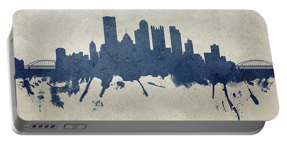 Pittsburgh Portable Battery Charger featuring the digital art Pittsburgh Pennsylvania Skyline by Michael Tompsett