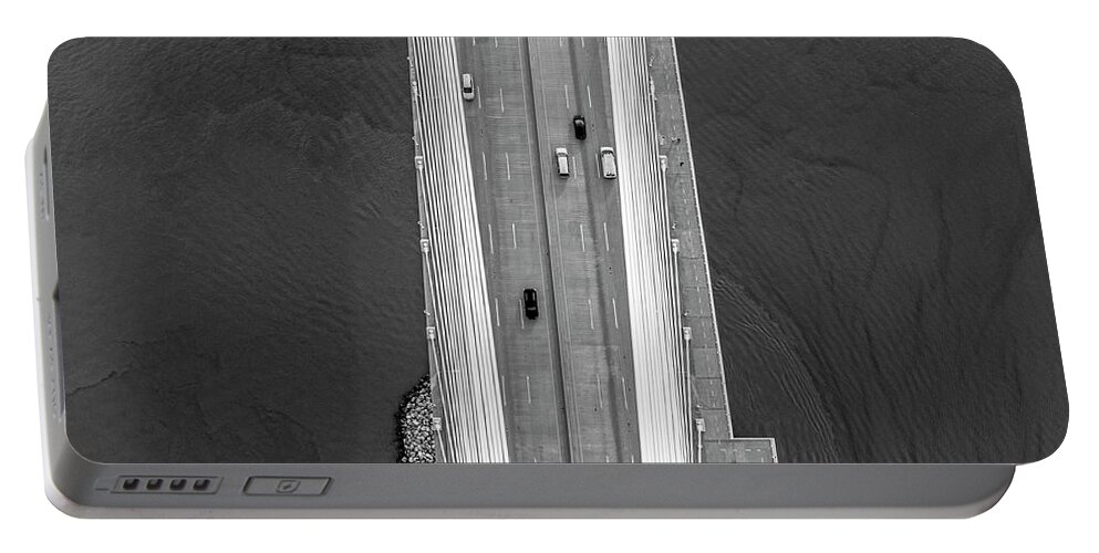 Arthur Ravenel Jr Bridge Black And White Portable Battery Charger featuring the photograph Arthur Ravenel Jr Bridge Black and White #4 by Dustin K Ryan