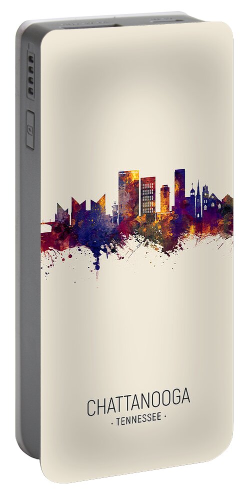 Chattanooga Portable Battery Charger featuring the digital art Chattanooga Tennessee Skyline #4 by Michael Tompsett