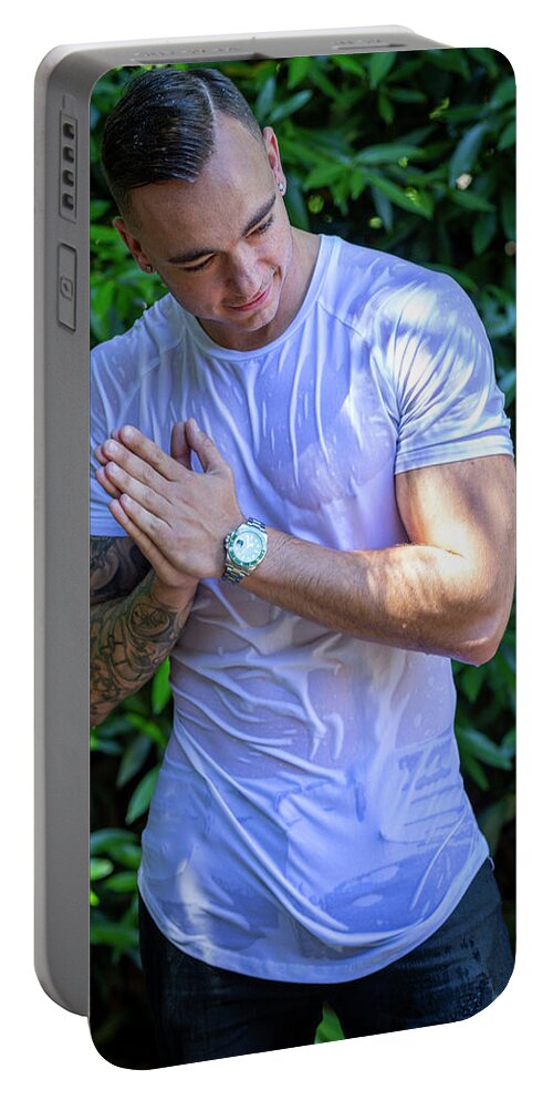 #dv8ca Portable Battery Charger featuring the photograph Darcy Model Vancouver, BC #4 by Jim Whitley