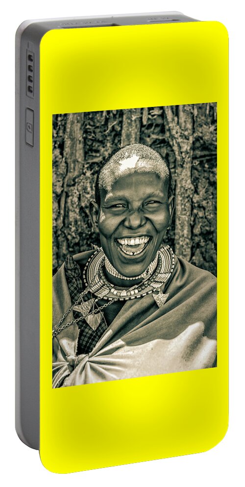 Woman Mother Laughter Of Life Portable Battery Charger featuring the photograph Portrait Maasai Woman Ngorongoro 4187 by Amyn Nasser