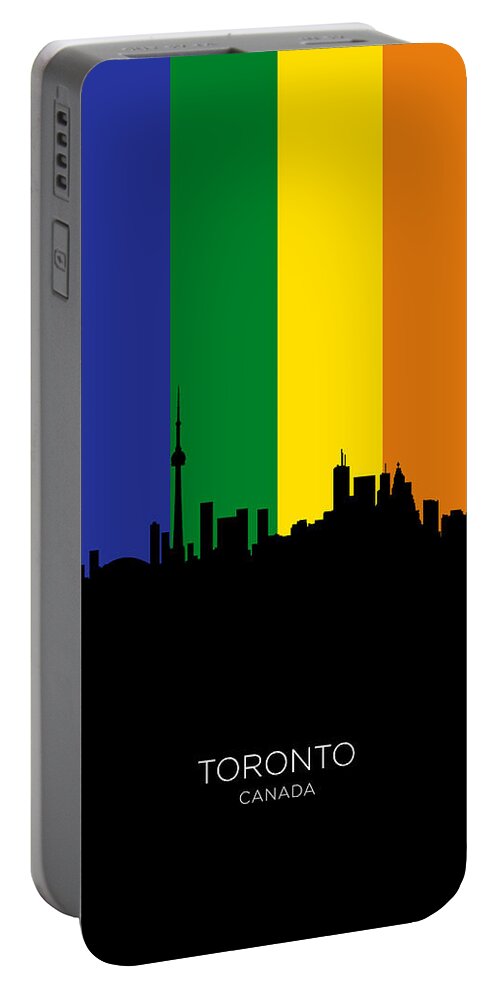 Toronto Portable Battery Charger featuring the digital art Toronto Canada Skyline by Michael Tompsett