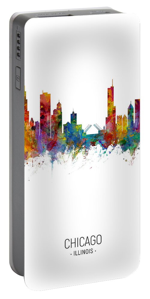 Chicago Portable Battery Charger featuring the digital art Chicago Illinois Skyline #48 by Michael Tompsett