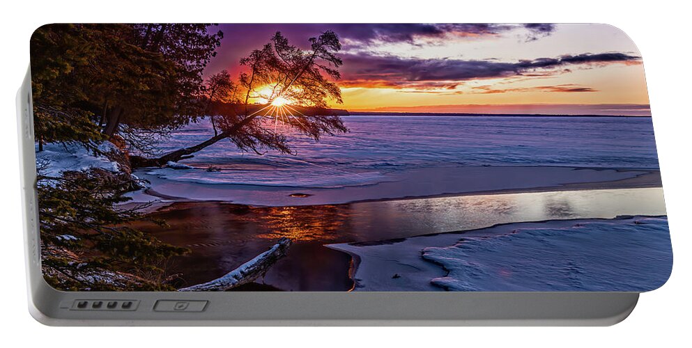 Sunrise Portable Battery Charger featuring the photograph 5 Degree Sunrise by Joe Holley