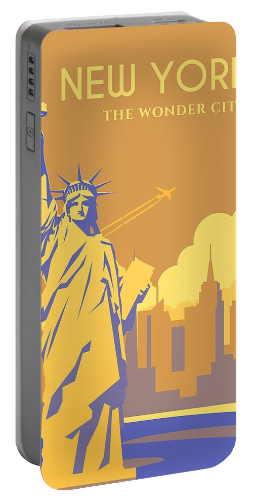 Oil On Canvas Portable Battery Charger featuring the digital art New York #5 by Celestial Images