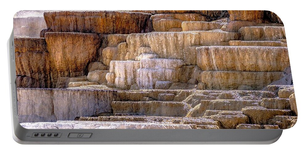  Mountains Portable Battery Charger featuring the photograph Travertine Terraces, Mammoth Hot Springs, Yellowstone #54 by Alex Grichenko