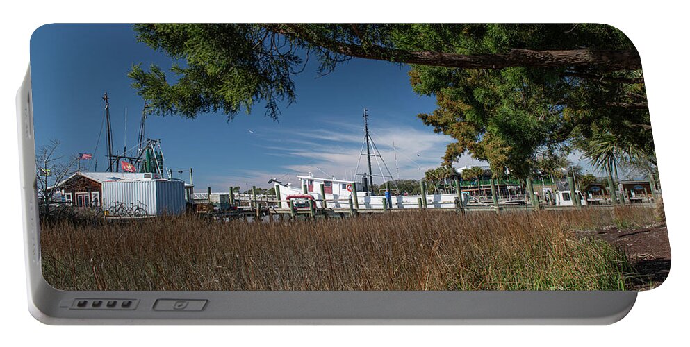 Shem Creek Portable Battery Charger featuring the photograph River Reaches the Sea - Shem Creek by Dale Powell