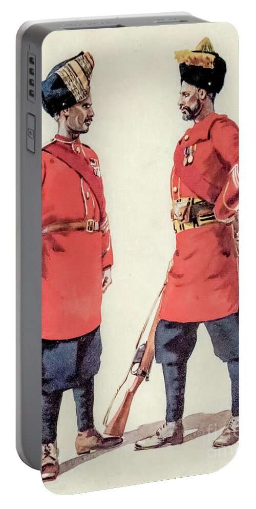 Armies Of India Portable Battery Charger featuring the painting 5th Light Infantry and 6th Jat Light Infantry q3 by Historic Illustrations