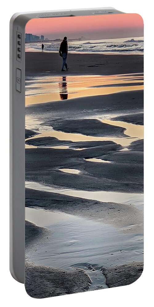 Atlantic Ocean Portable Battery Charger featuring the photograph Beautiful Sunrise At Myrtle Beach In South Carolina Atlantic Oce #6 by Alex Grichenko