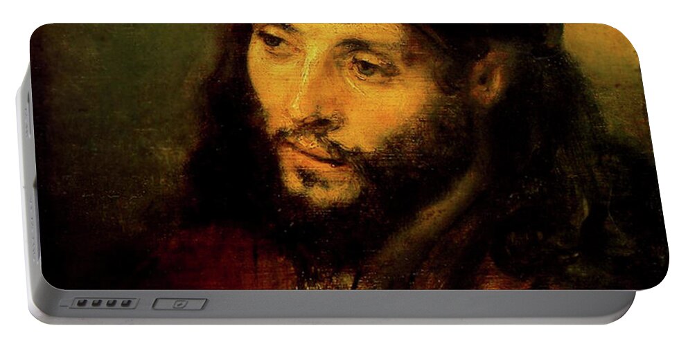 Christ Portable Battery Charger featuring the painting Head of Christ by Rembrandt van Rijn