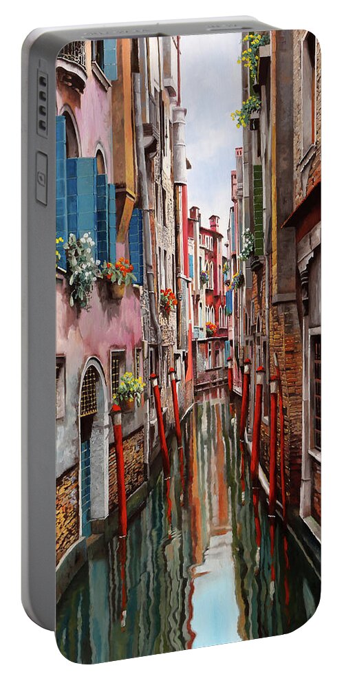 Venice Portable Battery Charger featuring the painting 6 Pali Rossi by Guido Borelli