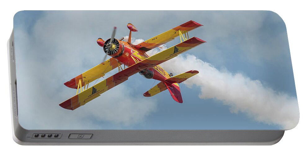 Red Portable Battery Charger featuring the photograph Red and Yellow Airplane by Carolyn Hutchins