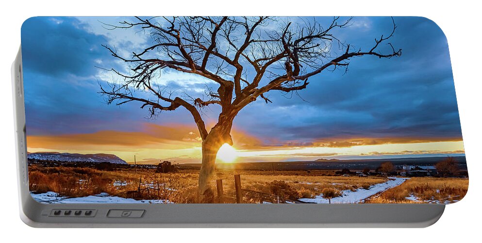 Taos Portable Battery Charger featuring the photograph Taos Welcome Tree #3 by Elijah Rael