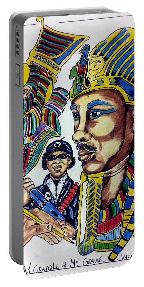 Black Art Portable Battery Charger featuring the drawing Untitled #6 by Joedee