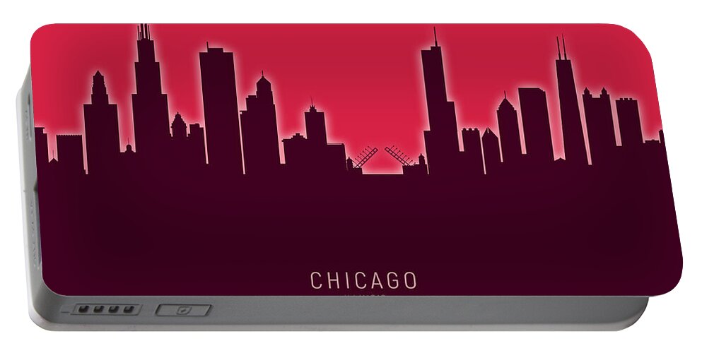 Chicago Portable Battery Charger featuring the digital art Chicago Illinois Skyline by Michael Tompsett
